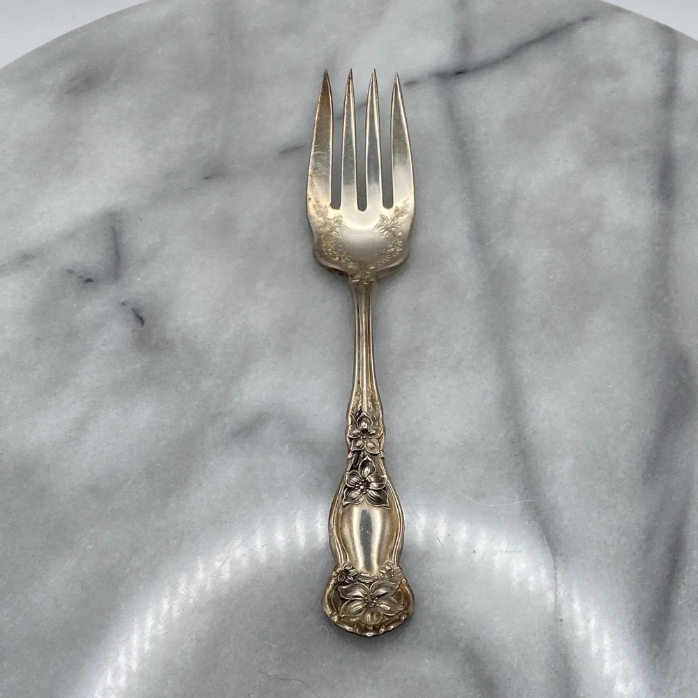 Rare Antique Wm. Rogers & Son 1910 Ornate Orange Blossom Meat Fork 6